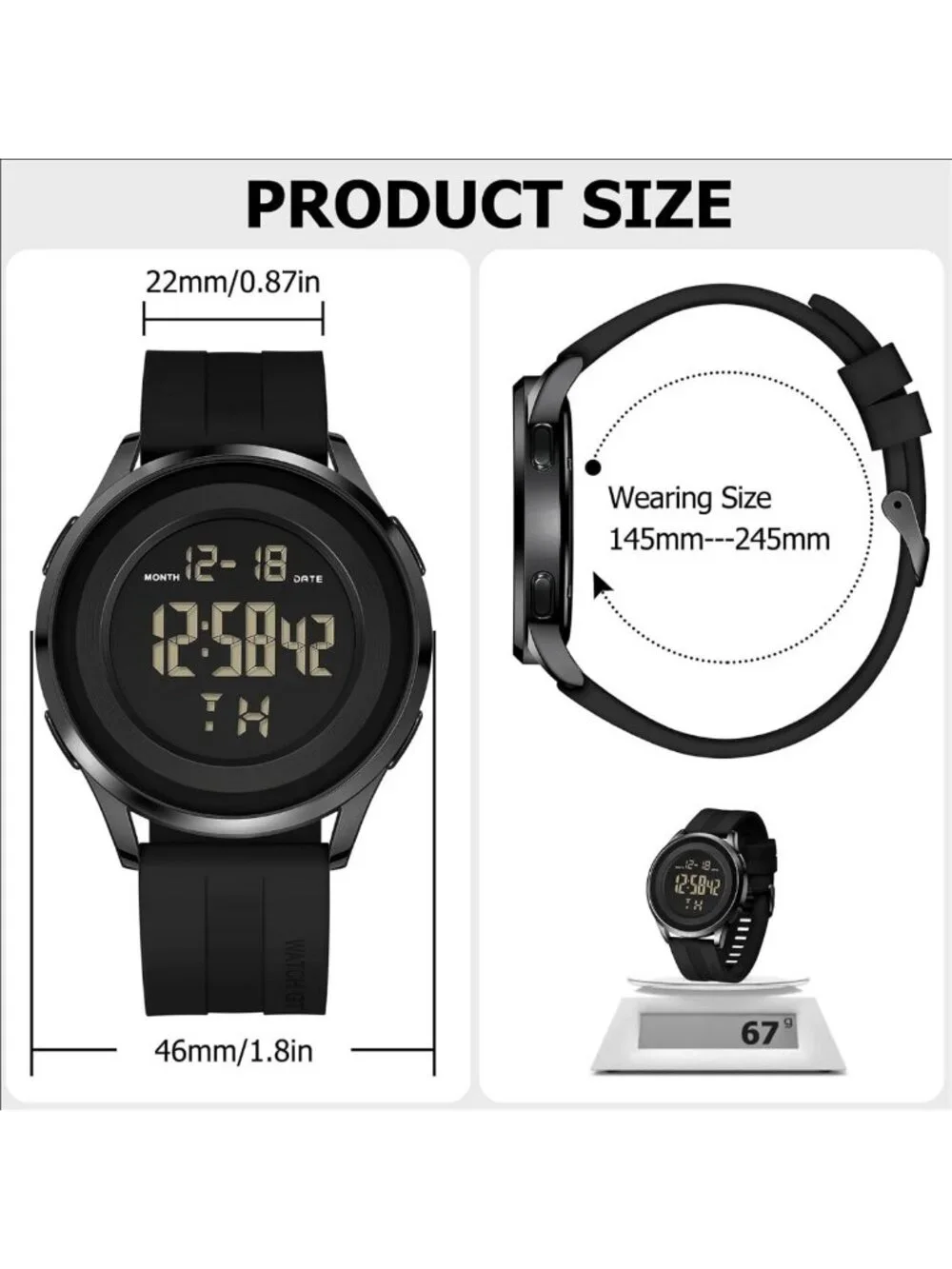 Men's Digital Waterproof Tactical Watch - Black Dive Sports Ultra-Thin